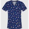 Floral Print Scrubs for Nurses & Doctors - Blue